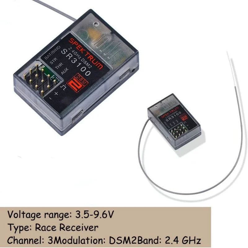 2.4GHz Receiver Spectrum SR3100 DSM2 3-Channel Surface Specktrum DX2E DX3R X3E DX4C Transmitters JR RC Car Boat