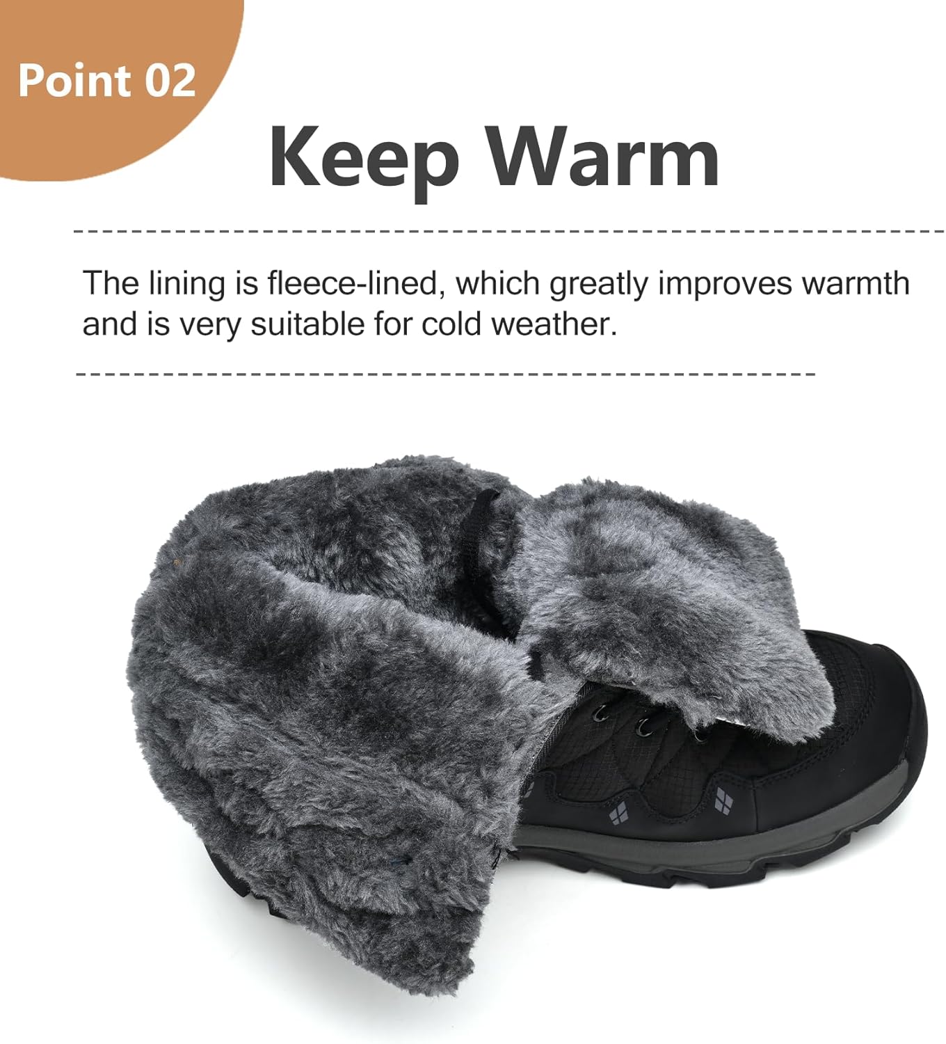 Winter Men's Snow Boots Water Resistant Slip Warm Outdoor Hiking Shoes Lightweight Comfortable Durable 9.1 IN Height