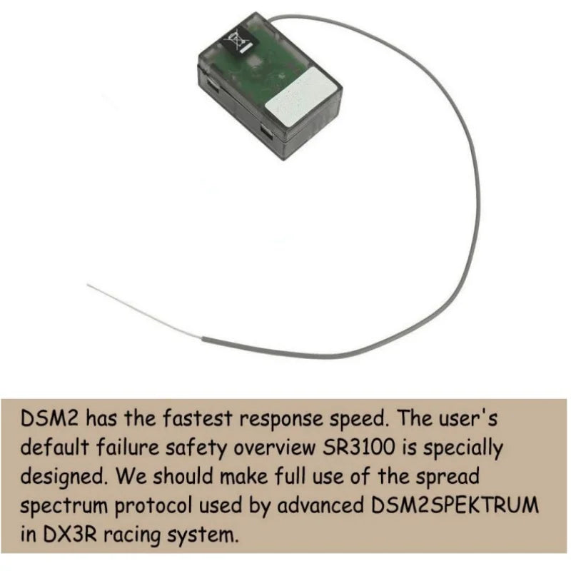 2.4GHz Receiver Spectrum SR3100 DSM2 3-Channel Surface Specktrum DX2E DX3R X3E DX4C Transmitters JR RC Car Boat