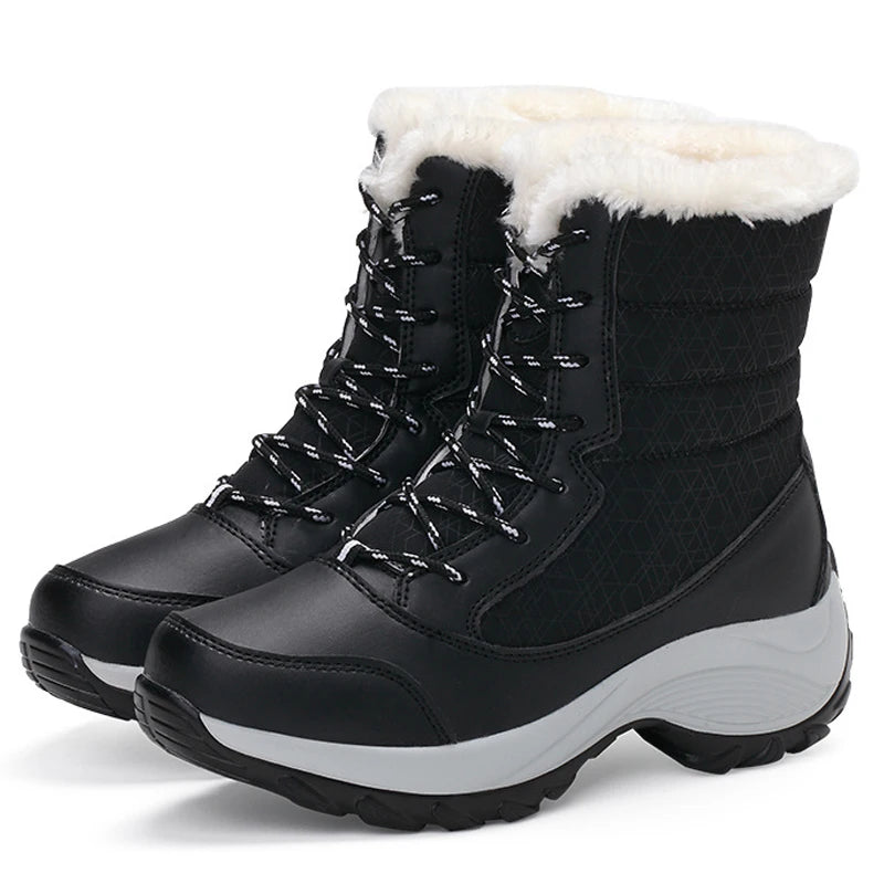 Women Ankel Boots Winter Outdoor Warm Snow Shoes Chunky Platform Waterproof Non-slip Woman Boots Plus Size Casual