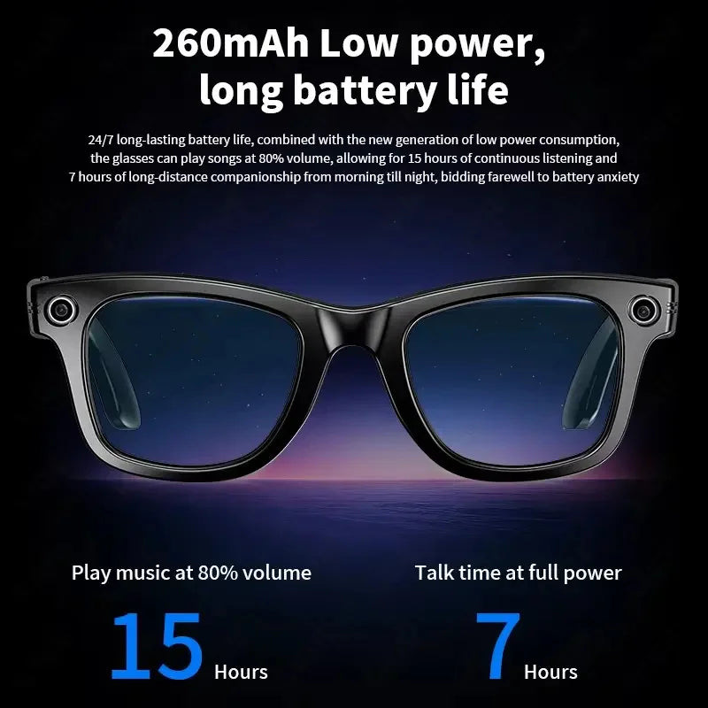 AI Smart Glasses 8MP Camera Video Recording 100+ Languages Translation Sunglasses Bluetooth Call Music Play Men Women
