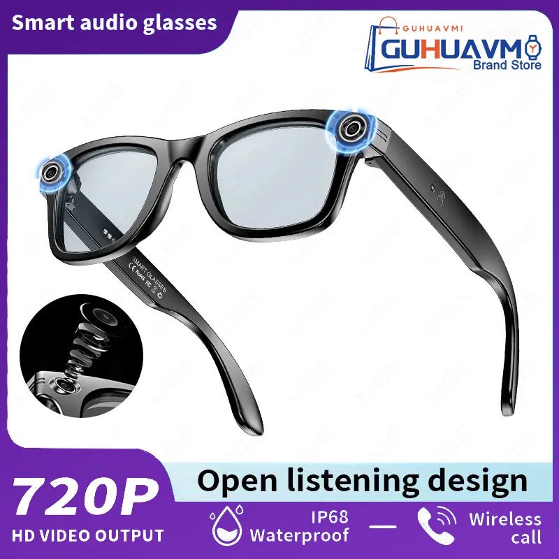 AI Smart Glasses 8MP Camera Video Recording 100+ Languages Translation Sunglasses Bluetooth Call Music Play Men Women