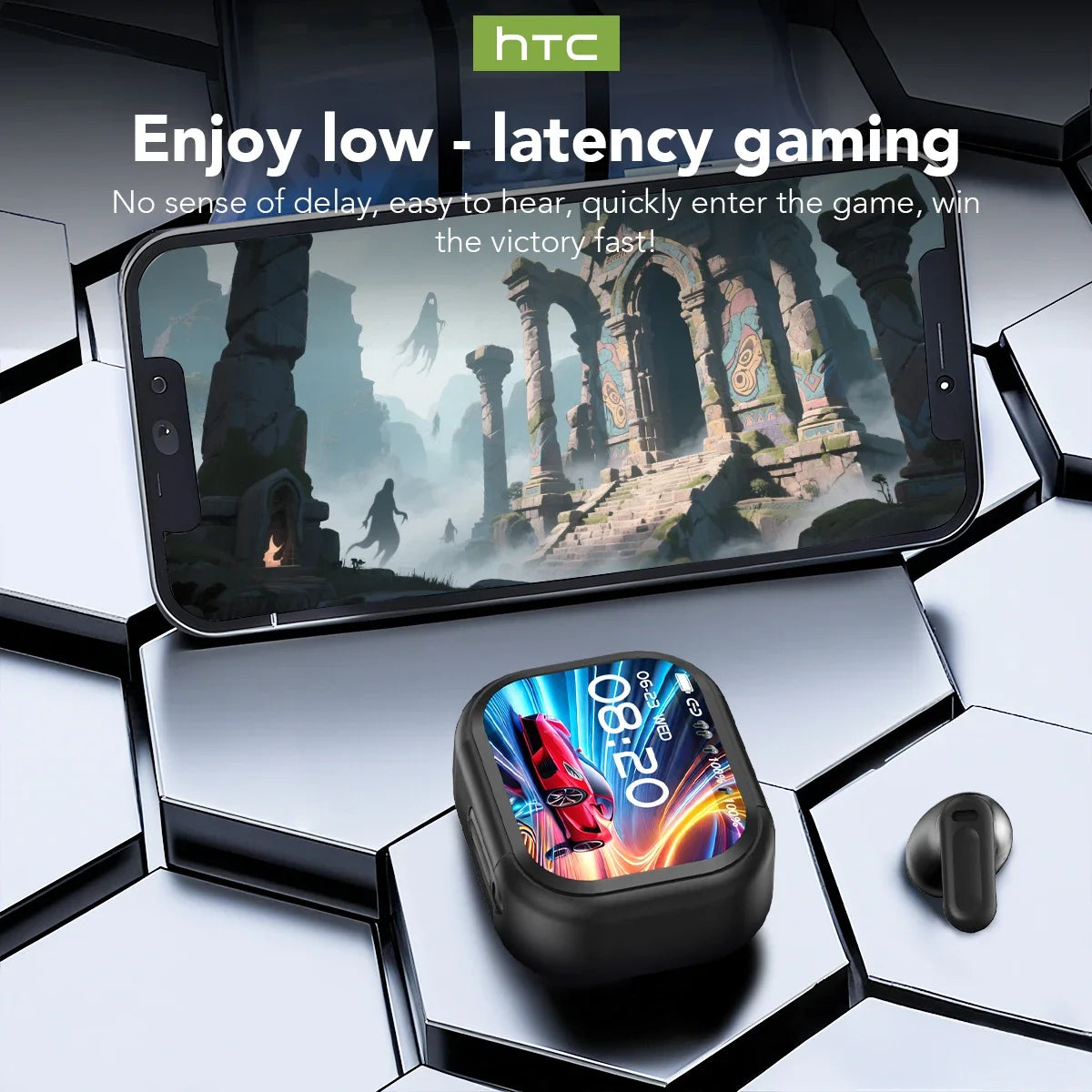 Bluetooth V6.0 AI Translator Earphones HTC NE20 Earbuds OWS LCD Touch Screen Sport Wireless Headset HD Stereo Sound Longlife