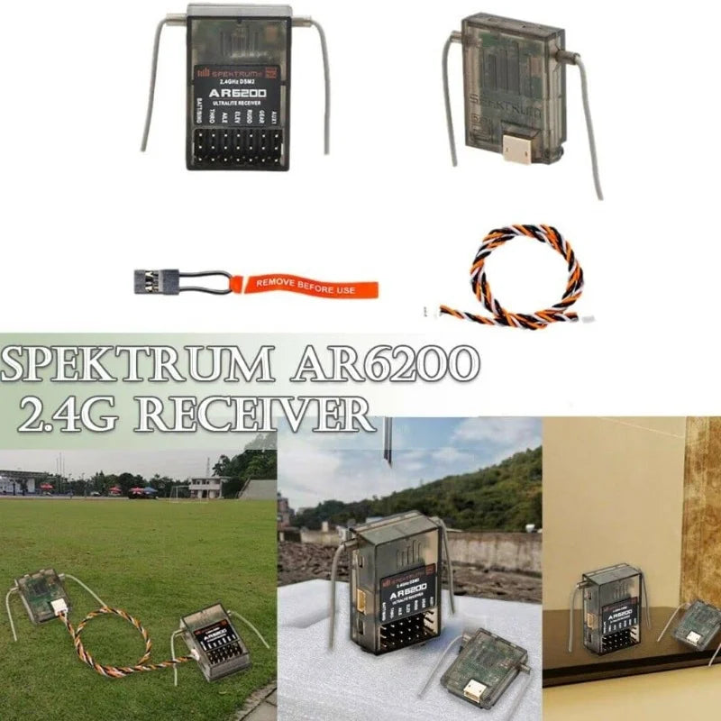 6CH DSM2 AR6200 Spectrum Receiver With Satellite for Specktrum DX6i DX7 DX8 DX9 JR DSX6 DSX9 RC Helicoter Plane