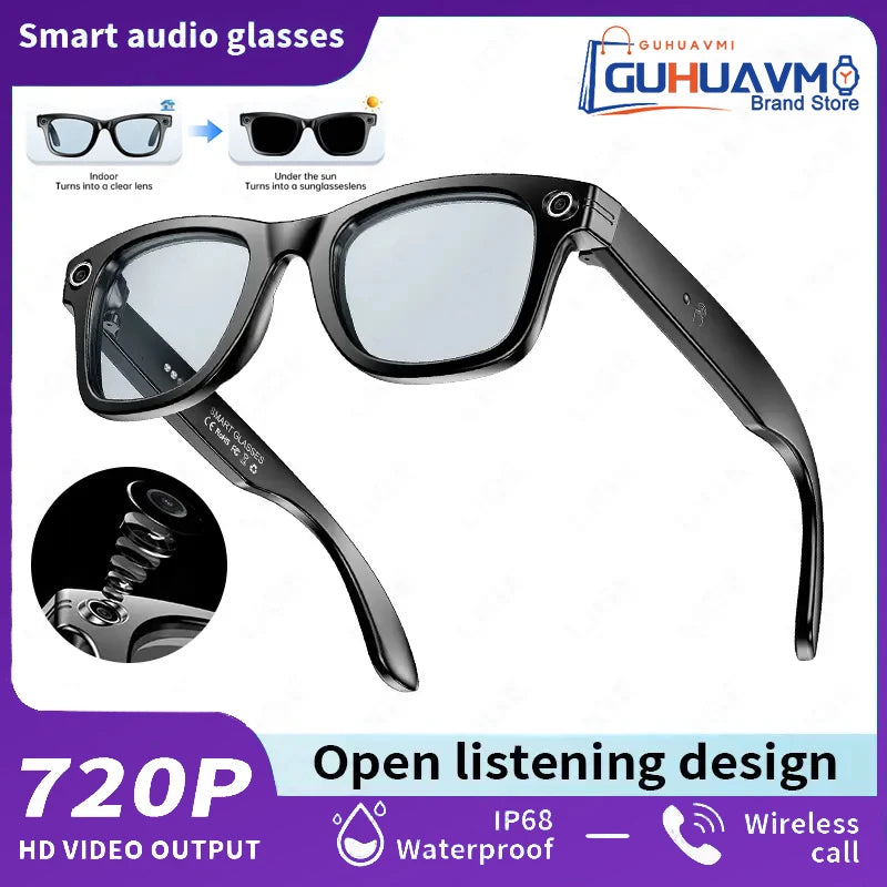 AI Smart Glasses 8MP Camera Video Recording 100+ Languages Translation Sunglasses Bluetooth Call Music Play Men Women