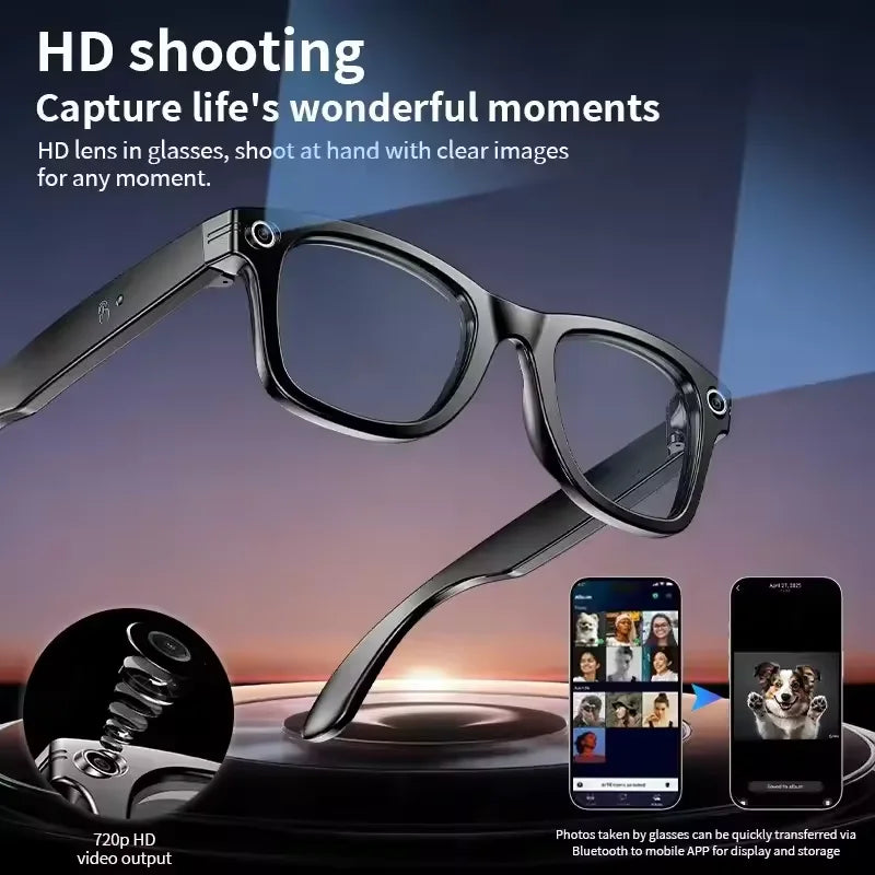 New Upgrade AI Smart Glasses Camera Video Recording Photo Recognition Bluetooth Call Translation Voice Sunglasses