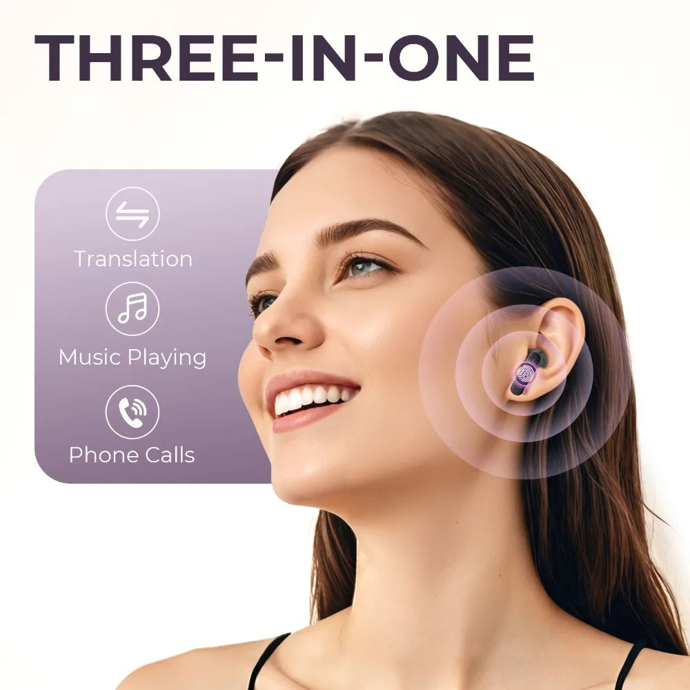 Real Time AI Translator Headphones with Touch Screen 144 Languages Translation Bluetooth 5.4 Earbuds Noise Cancelling Headset