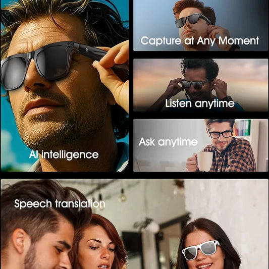 AI Smart Glasses Xiaomi 8K HD Photochromic Multifunction Translate Camera Music Player Bluetooth Calling Voice Assistant