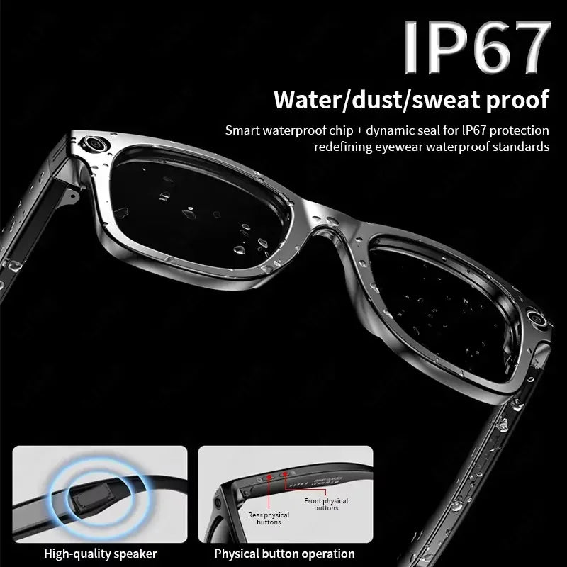 AI Smart Glasses 8MP Camera Video Recording 100+ Languages Translation Sunglasses Bluetooth Call Music Play Men Women