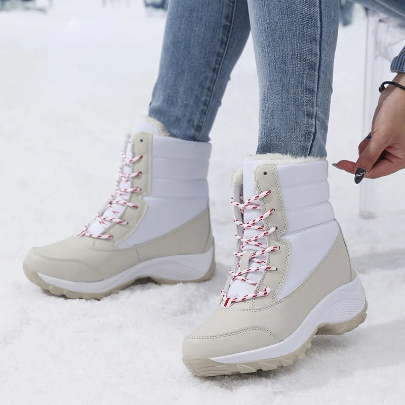 Women Ankel Boots Winter Outdoor Warm Snow Shoes Chunky Platform Waterproof Non-slip Plus Size Casual